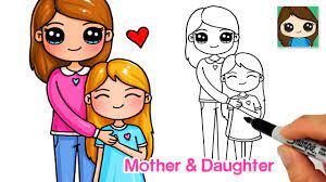 Celebrate mother's day with these sweet mochicorns! How To Draw A Mother And Daughter Mother S Day Love Youtube