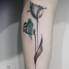 Http Tattoomagz Com Colorful Tulip Tattoos Black And Blue Tulip Tattoo Pretty Flower Tattoos Tulip Tattoo Tattoos