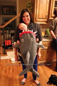 Coolest Baby Shark Attack Costume Using Baby Carrier Baby Carrier Halloween Costume Baby Wearing Costumes Baby First Halloween