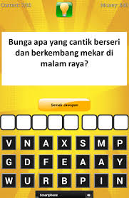 Buah keranji sebab dalam perahu, pisang emas sebab dibawa belayar dan buah cempedak sebab diluar pagar.(berdasarkan pantun melayu). Teka Teki Lawak