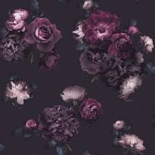 Euphoria Floral Pattern Plum Wallpaper Pink Rose Flower Motif Plum Wallpaper Floral Pattern Wallpaper Floral Wallpaper
