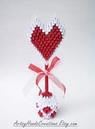 3d Origami Heart Topiary 3d Origami Heart Heart Tree Heart Topiary Paper Heart Origami Heart Origami 3d Artesanatos Faceis Artesanato E Faca Voce Mesmo