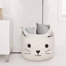 Large Woven Cotton Rope Storage Basket Basket Organizer For Towels Blanket Toys Clothes Gifts In 2020 Woven Baskets Storage Laundry Basket Organization Storage Baskets
