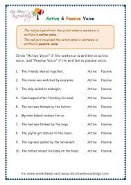 Grade 3 Grammar Topic 3 Active Passive Voice Worksheets Lets Share Knowledge Active And Passive Voice English Lessons For Kids The Voice