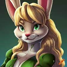 Rabbit, lapine, lagomorph, bunny, long ears, female, anthropomorphic, anthro,  furry, blonde fur, wavy hair, lola bunny, cleric, symmetrical face, fancy  dress, armor, character portrait, green clothes, close up on Craiyon