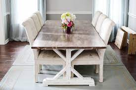 Made of solid pine, this farmhouse table will bring character and depth to any dining room. How To Paint Stain Whitewash Distress A Fancy X Farmhouse Table By Ana White Building Our Rez