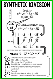 Synthetic Division In Algebra 2 College Algebra Maths Algebra Math Methods