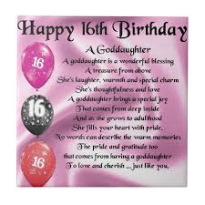 Birthday Wishes For 2 Year Old Goddaughter Goddaughter Poem 16th Birthday Tile Zazzle Com 16th Birthday Goddaughter Poem Tile 16th Birthday Quotes Niece Birthday Wishes 16th Birthday Wishes