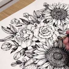 Peony Flower Tattoo Sunflower Tattoo Tattoo Drawing Peony Flower Tattoos Tattoos Flower Tattoo Designs