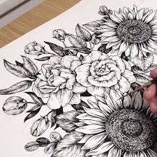Although this step is optional, consider adding some embellishments to your sunflower drawing to make it a finished illustration. Pin By Rachel Riley On Tattoos Tattoos Flower Tattoos Sunflower Tattoo