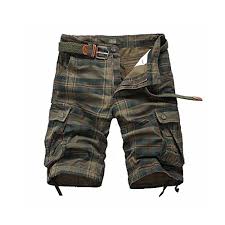 Mens Casual Plaid Cotton Cargo Shorts Fit Shorts With Pockets Zipper Shorts
