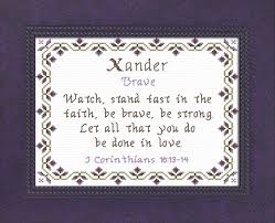 Xander Name Blessings Personalized Cross Stitch Design From Joyful Expressions Personalized Cross Names With Meaning Cross Stitch Designs