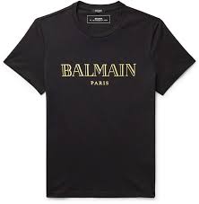 Balmain Black And Gold T Shirt Black Slim Fit Logo Print Cotton Jersey T Shirt Balmain Cool Shirt Designs Balmain Printed Shirts