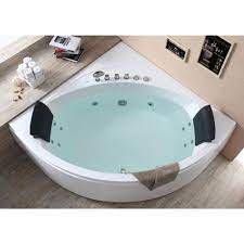 Ja50 lx hot tub circulation pump includes unions and fixings pack. Eago 59 In Acrylic Offset Drain Corner Apron Front Whirlpool Bathtub In White Am200 The Home Depot Bathtub Shower Combo Bathtub Design Whirlpool Bathtub