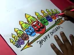 How To Draw Dussehra Greeting Drawing Step By Step
