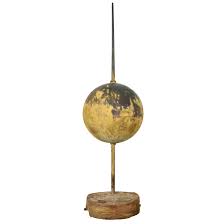 Rare 19thc Lighting Rod Sphere W Original Gilded Surface Copper Rod Weathervanes Sphere