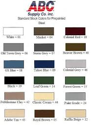 Abc Rain Gutter Color Chart Gutter Colors Gutter Color