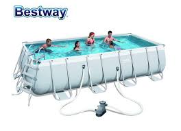 56465 Bestway 549x274x122cm Rectangular Pool Set 18 X9 X48 Steel Frame Above Ground Swimming Pool Kit Filter Ladder Mat C Swimming Pool Kits Pool Kits Bestway