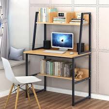 Modern Computer Desk With 2 Tier Shelves Pc Workstation Study Table Home Office White Yellow Choose Table Kitch In 2020 Home Office Computer Desk Home Computer Desk
