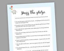 Pass The Prize Baby Shower Games Boy Baby Shower Rhyme Etsy Baby Shower Games Baby Shower Baby Boy Shower