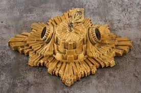 Lynch flush mount ceiling light, white & gold by bromi design (4) sale. Remarkably Intact Early 1930 S Original American Art Deco Style Sunburst Pattern Interior Residential Flush Mount Double