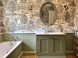 Amazing gallery of interior design and decorating ideas of master bathroom vanities in bathrooms by elite interior designers. 7 Wallpapers That Transform Your Bathroom Bathroom Wallpaper Modern Master Bathroom Powder Room Wallpaper
