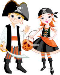 Royalty Free Clipart Image Of A Boy And A Girl Dressed As Pirates Pirate Costume Kids Halloween Clips Pirate Costume