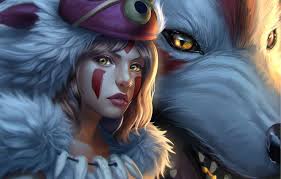 Some of them are mostly human with wolfish traits; Wallpaper Girl Anime Art View Princess Mononoke White Wolf Images For Desktop Section Art Download