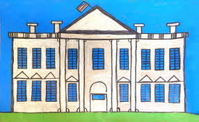 The arched curve on the upper section of white grille set within the window frame gives a romantic touch to the country style house. Draw The White House Art Projects For Kids