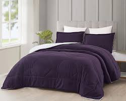 Luxury 7pc purple & grey microsuede comforter set and decorative pillows. Amazon Com Suprasoft Nebulous Ultra Soft Micromink Sherpa Down Alternative Comforter Set Dark Purple Queen Kitchen Dining