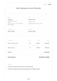 Get Self Employed Simple Invoice Template Background