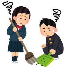 いやいや掃除をする人のイラスト（学校） | かわいいフリー素材集 ...