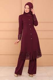 Kombin Lazer Kesim 2 Li Kombin 5006ay342 Bordo Dressy Casual Outfits Muslim Fashion Outfits Modest Dresses