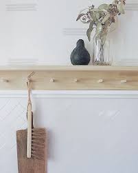 Wooden Peg Rail With Shelf Wooden Peg Rack Wooden Shelf Etsy Shelves Shaker Pegs Wooden Shelves