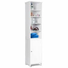 4.3 out of 5 stars, based on 6 reviews 6 ratings current price $62.99 $ 62. Costway 13 5 In W Bathroom Tall Floor Storage Cabinet Free Standing Shelving Space Saver White Hw56613 The Home Depot
