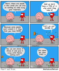 Brain S Advice On Happiness Awkward Yeti Heart And Brain Comic Heart Vs Brain