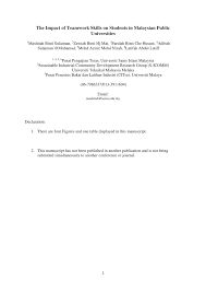 Mohon rujuk maklumat di bawah sebelum. Pdf The Impact Of Teamwork Skills On Students In Malaysian Public Universities