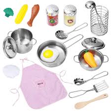 What kind of toys are used in the kitchen? Ibasetoy 20 Pcs Kitchen Toys Set For Toddlers 4 5 6 7 Pretend Play Kitchen Accessories With Stainless Steel Cookware Pots And Pans Set Educational Toys Cooking Play Set For Kids Buy