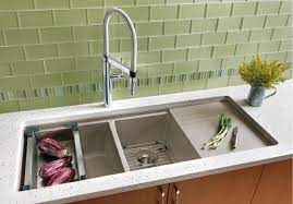 Blanco Precis Multilevel 1 3 4 Bowl With Drainer Blanco Modern Kitchen Sinks Double Kitchen Sink Stainless Steel Kitchen Sink