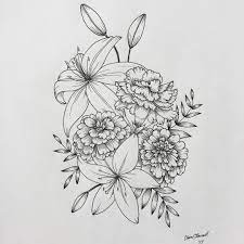 I M Always A Big Fan Of Marigolds And Carnations Flowers Art Drawing Tattoo Lily Carnati Lily Flower Tattoos Carnation Flower Tattoo Birth Flower Tattoos