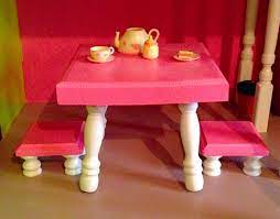 American Girl Kitchen Table And Stools Diy American Girl Doll Furniture American Girl Doll Crafts Doll Furniture Diy