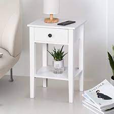 Classic turned legs and traditional details create the feel of a family heirloom, as if this table has been apart of your family for years! Amazon Com Ssline 25 6 Tall Bedside Table White Wooden One Drawer Night Stand Chairside End Table W Shelf Simple Modern Sofa Couch Side Table Telephone Table Accent Furniture For Bedroom Living Room Kitchen