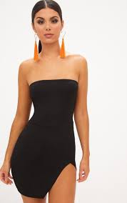Black Extreme Split Bandeau Bodycon Dress Bandeau Bodycon Dress Fashion Bodycon Dress