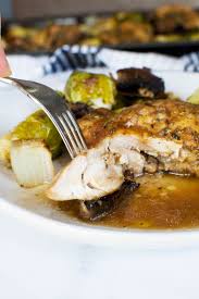 Surprisingly my little guy loves brussels sprouts and i initially made this one pot chicken thighs with brussels sprouts for him. Honey Balsamic Chicken With Mushrooms Brussels Sprouts Easy One Pan Dinner Scrummy Lane