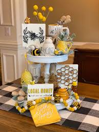Bee Signs 3d Sign Tiered Tray Sign Rae Dunn Tiered Tray Decor Honey Sign In 2021 Tiered Tray Decor Tray Decor Honey Decor