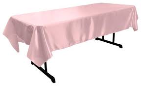 Light Pink Bridal Satin Rectangular Tablecloth 60 X 108 Ifabric