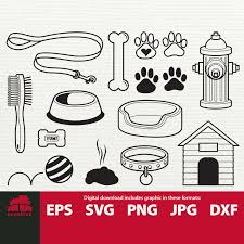 Dog Svg Bundle Dog Clip Art Dog Bowl Collar Leash Paw Print Etsy Dog Clip Art Dog Clip Clip Art