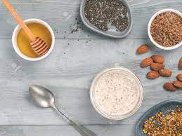 Lsa is a great addition to your morning oats, it's also good to add to baking. Overnight Oats In Jar And Ingredients Chia Seeds Almond Lsa Honey And Pollen On Gray Wooden Table Background Healthy Breakfast Oatmeal Recipe Idea Top View Stock Photo Picture And Royalty Free