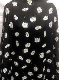 Black And White Floral Fabric Uk Georgette Polyester Black Base White Daisies Print Dress Craft Fabric Material Dress Crafts Daisy Print Dress Fabric Crafts