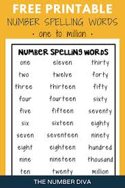 Free Number Names Spelling List Spelling Words Spelling Lists Number Words Spelling